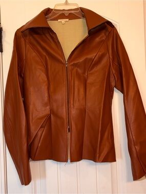 JODIFL Brown Leather Zip Jacket